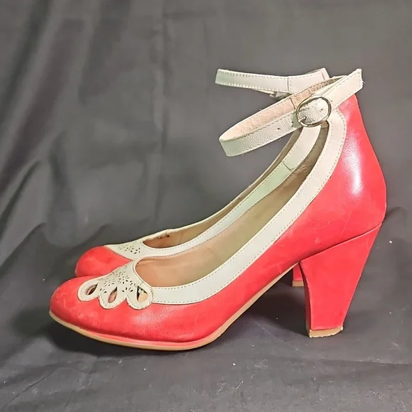 Stylish Red and Cream Ankle Strap Women's Shoes by Miz Mooz - Picture 9 of 10
